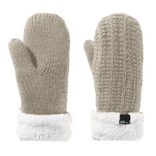 Jack Wolfskin Rękawice zimowe (rękawice typu muff) Highloft Knit Mitten (z miękkiego Sherpafleece, ciepłe) szare Damskie