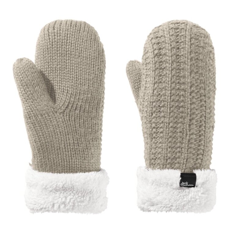 Jack Wolfskin Rękawice zimowe (rękawice typu muff) Highloft Knit Mitten (z miękkiego Sherpafleece, ciepłe) szare Damskie