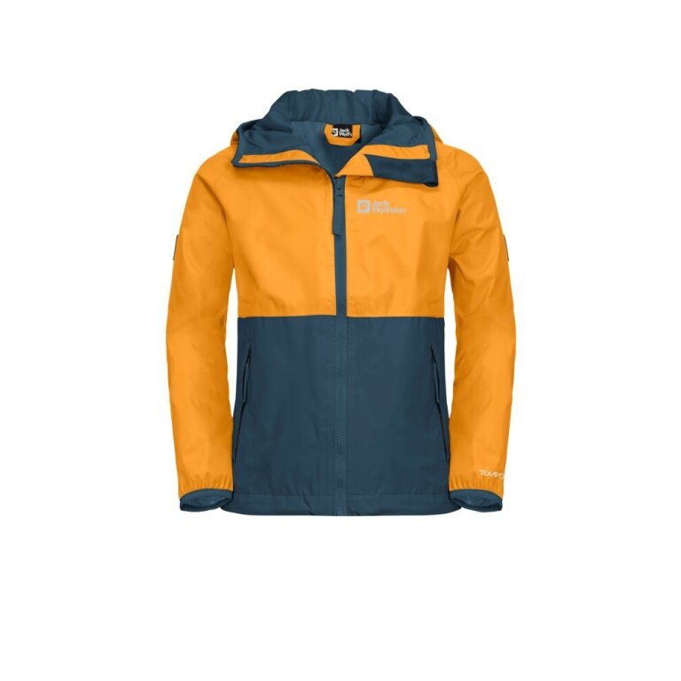 Jack Wolfskin Kurtka przeciwdeszczowa Rainy Days (oddychająca, wiatroszczelna, wodoodporna) pomarańczowa dziecięca