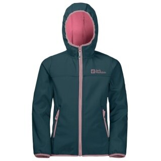 Kurtka softshell Jack Wolfskin Fourwinds (odporna na wiatr i wodę) ciemnoniebieska/różowa dla dzieci/młodzieży