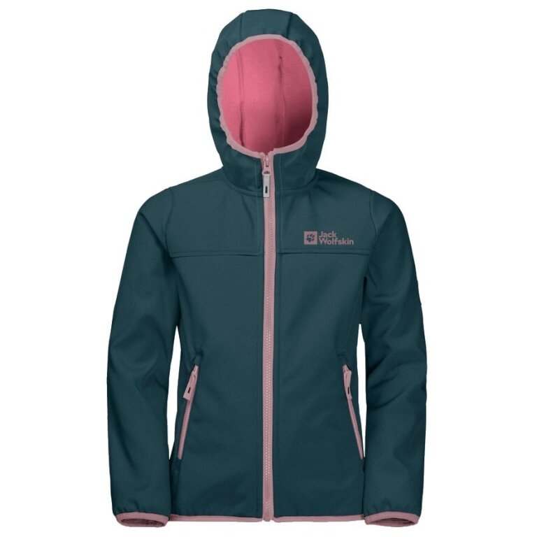Kurtka softshell Jack Wolfskin Fourwinds (odporna na wiatr i wodę) ciemnoniebieska/różowa dla dzieci/młodzieży