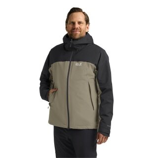 Jack Wolfskin przejściowa kurtka wędrówkowa Wild Places 3w1 (wodoodporna, wiatroszczelna) szaro/jasnobrązowa męska