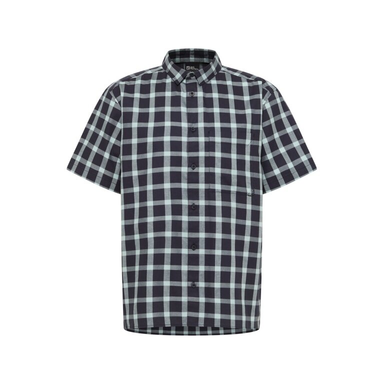 Koszula wędrowna Jack Wolfskin Planalto (bawełna organiczna) krótki rękaw granatowa męska