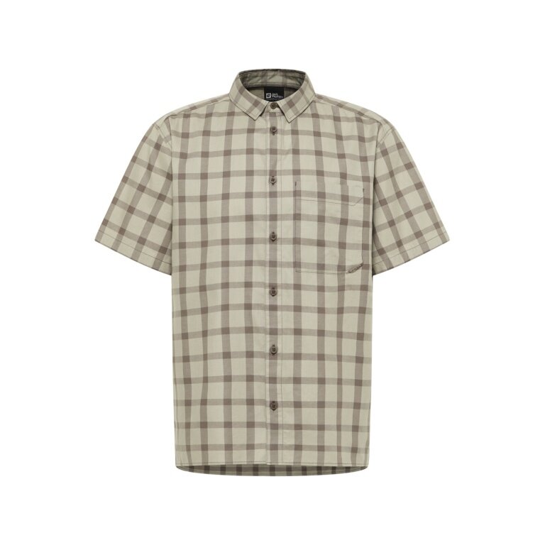 Koszula wędrowna Jack Wolfskin Planalto (bawełna organiczna) krótki rękaw beżowa męska