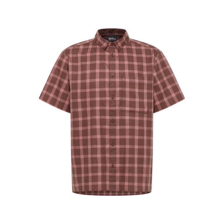 Koszula wędrowna Jack Wolfskin Planalto (bawełna organiczna) krótki rękaw czerwona męska