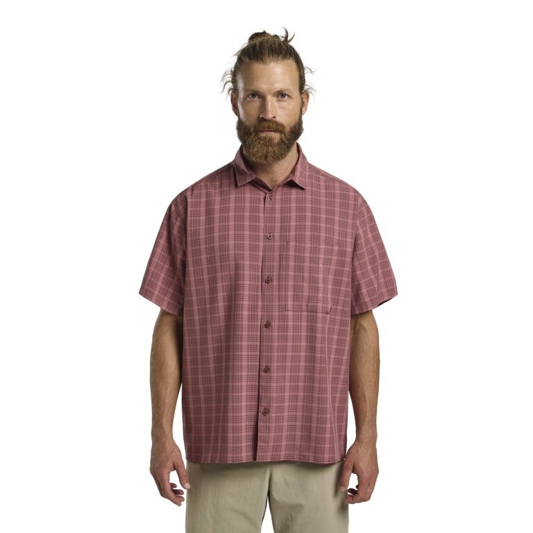 Koszula wędrowna Jack Wolfskin Meseta (szybkoschnąca, oddychająca) Krótki rękaw różowa Męska