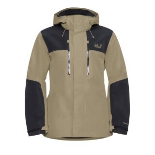 Kurtka turystyczna/przeciwdeszczowa Jack Wolfskin Jasper 2-warstwowa (kurtka ochronna, wodoodporna, wiatroszczelna) beżowo-czarna męska