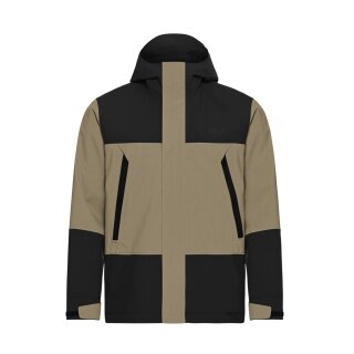 Kurtka turystyczna/wiatrówka Jack Wolfskin Onera 2L (wodoodporna, wiatroszczelna) jasnobrązowa/czarna męska