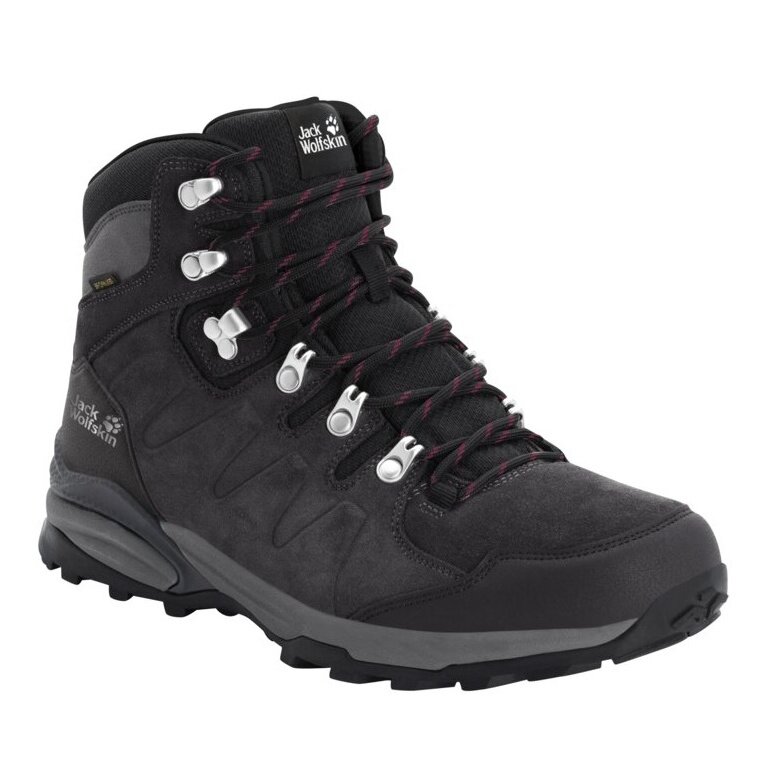 Jack Wolfskin Buty trekkingowe Refugio Texapore Mid (zamsz, wodoodporne) ciemnoszare/fioletowe Damskie
