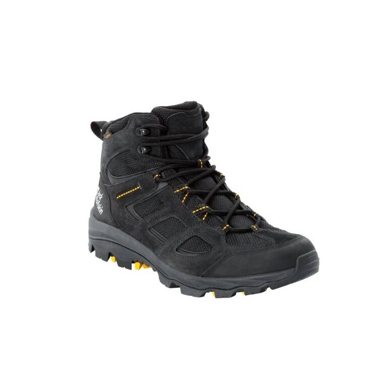 Jack Wolfskin Buty trekkingowe Vojo 3 Texapore Mid (wodoodporne, oddychające) czarne/żółte męskie