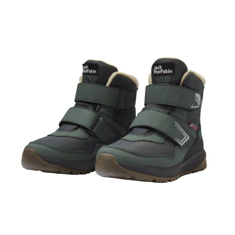 Buty zimowe Jack Wolfskin Polar Bear-B Texapore Mid Vc (wodoodporne, oddychające) zielone dla małych chłopców