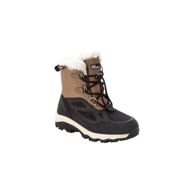 Jack Wolfskin Zimowe buty Vojo Shell XT Texapore Mid (wodoodporne, 100% bez PFC) brązowe/czarne dziecięce