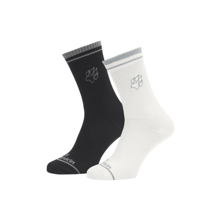 Skarpety dzienne Jack Wolfskin Paw CL Crew (mieszanka wełny merino, oddychające) wielokolorowe czarno-białe - 1 para