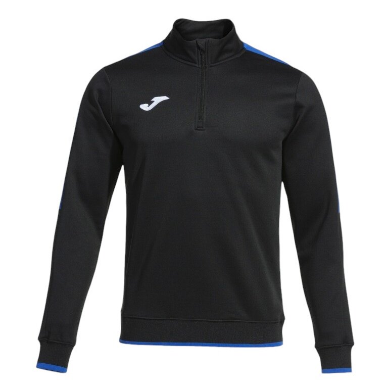 Joma Pullover Olimpiada Sweatshirt (Half-Zip, 100% Poliester) czarny/niebieski krótkie rękawy