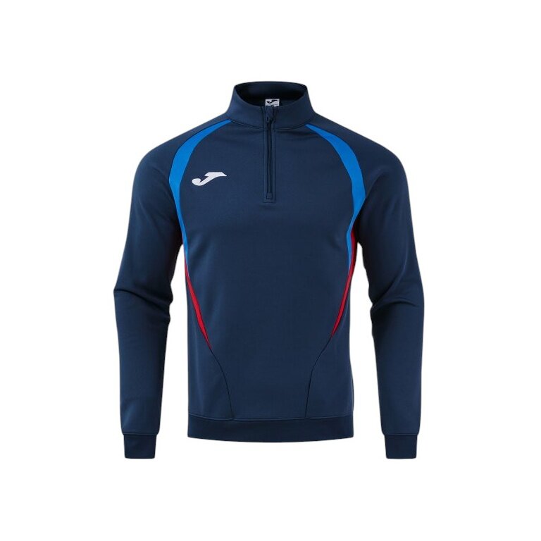 Joma Longsleeve Championship 20 Sweatshirt (1/4 Zipper, wygodne, rec. poliester) ciemnoniebieski/królewski niebieski mężczyźni