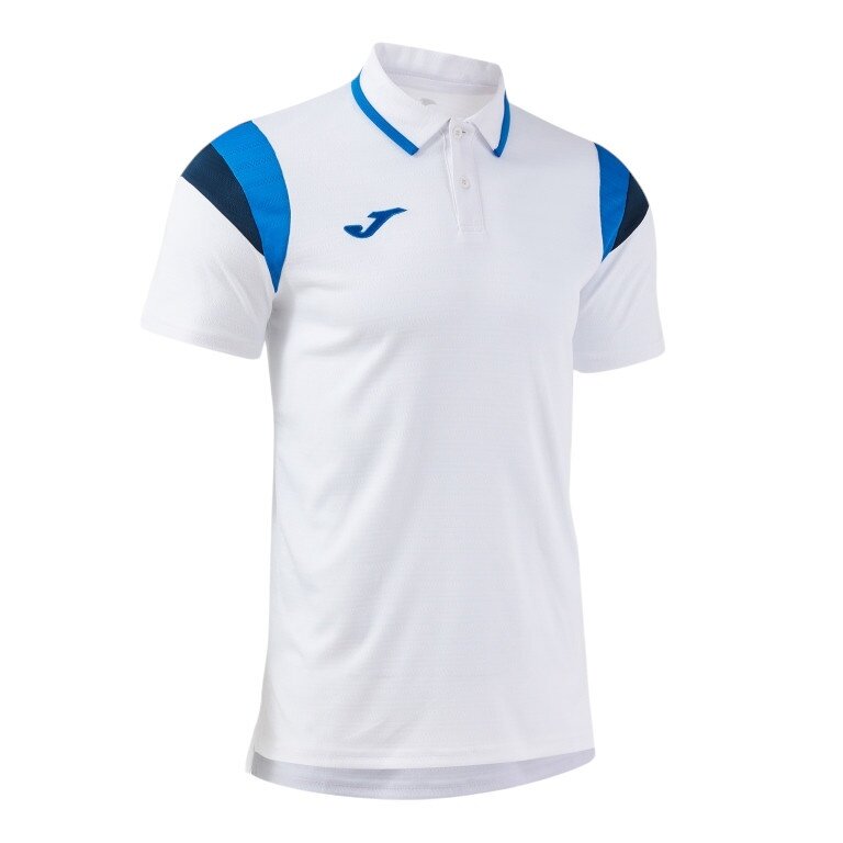 Joma Sport-Polo Terra (lekkie, oddychające) białe/królewskie niebieskie męskie