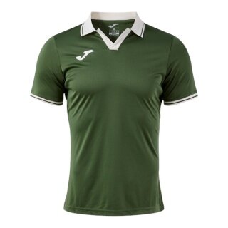 Joma Polo tenisowe Galaxy (100% rec. poliester, lekki, oddychający) ciemnozielony/beżowy męski
