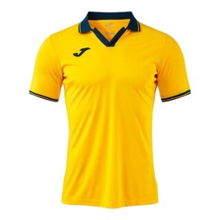 Joma Polo tenisowe Galaxy (100% rec. poliester, lekki, oddychający) żółty/navy niebieski mężczyźni