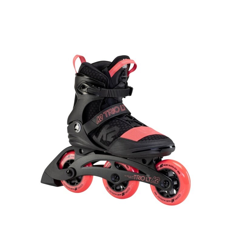 Rolki K2 Inline Skates Trio LT 100 (kółka: 100mm/83A, łożyska: ILQ 7) czarne/koralowe damskie