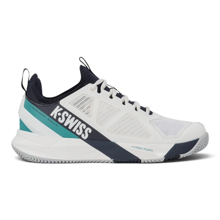 Buty tenisowe KSwiss K-Frame Speed Rublo Clay/Sandplatz 2026 białe/węgloszare/niebieskie męskie