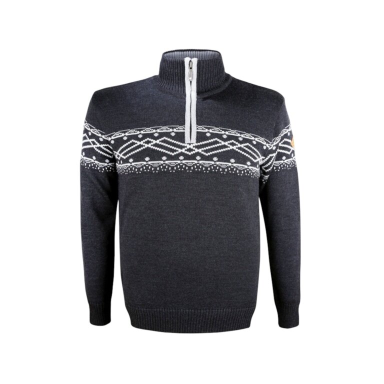 Kama Sweter Pullover 4060 Half Zip (wełna merino, ciepły) grafitowy szary mężczyźni