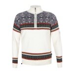 Kama Sweter Pullover 4097 Half Zip z nordyckim wzorem (wełna merino, bardzo ciepły) biały mężczyźni