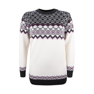 Sweter Kama Pullover 5045 z nordyckim wzorem (mieszanka wełny merino) biały damski