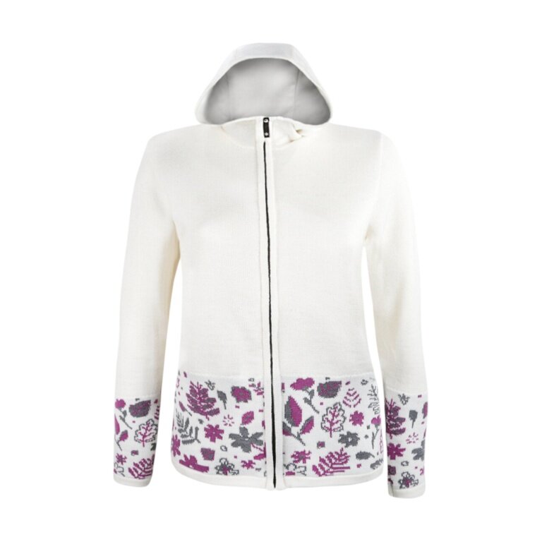 Kama bluza z kapturem 5050 Full Zip (mieszanka wełny merino, wiatroszczelna, oddychająca) biała damska