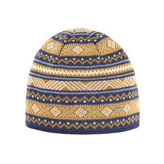 Czapka Kama Strickmütze (Beanie) A174 Merino - Damska jasnoniebieska/biała/żółta - 1 sztuka