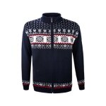 Kama Sweter Pullover 3054 Full Zip z wełny merino (materiał dzianinowy, wiatroszczelny) granatowy męski