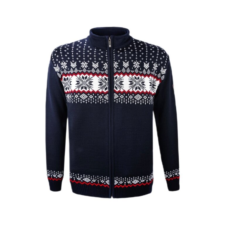 Kama Sweter Pullover 3054 Full Zip z wełny merino (materiał dzianinowy, wiatroszczelny) granatowy męski