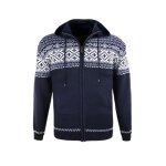 Kama Sweter Pullover 3064 Full Zip z wełny merino (z kapturem, wiatroszczelny) granatowy męski