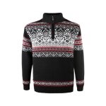 Kama Sweter Pullover 3371 Half Zip z nordyckim wzorem (ciepły, wiatroszczelny) czarny męski