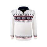 Kama Sweter Pullover 4054 Half Zip (ciepły, materiał dzianinowy) biały Mężczyźni