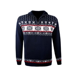 Kama Sweter Pullover 4054 Half Zip (ciepły, materiał dzianinowy) granatowy Mężczyźni