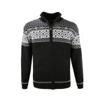 Kama Sweter Pullover 4064 Zamek Całkowity (Mieszanka wełny merino) czarny Mężczyźni