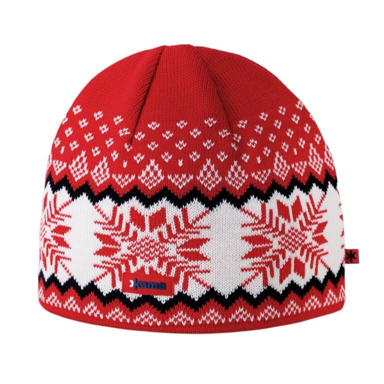 Czapka Kama Strickmütze (Beanie) A137 Merino - czerwono/biała/czarna - 1 sztuka