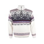 Kama Sweter Pullover 4071 Half Zip z nordyckim wzorem (mieszanka wełny merino) biały męski