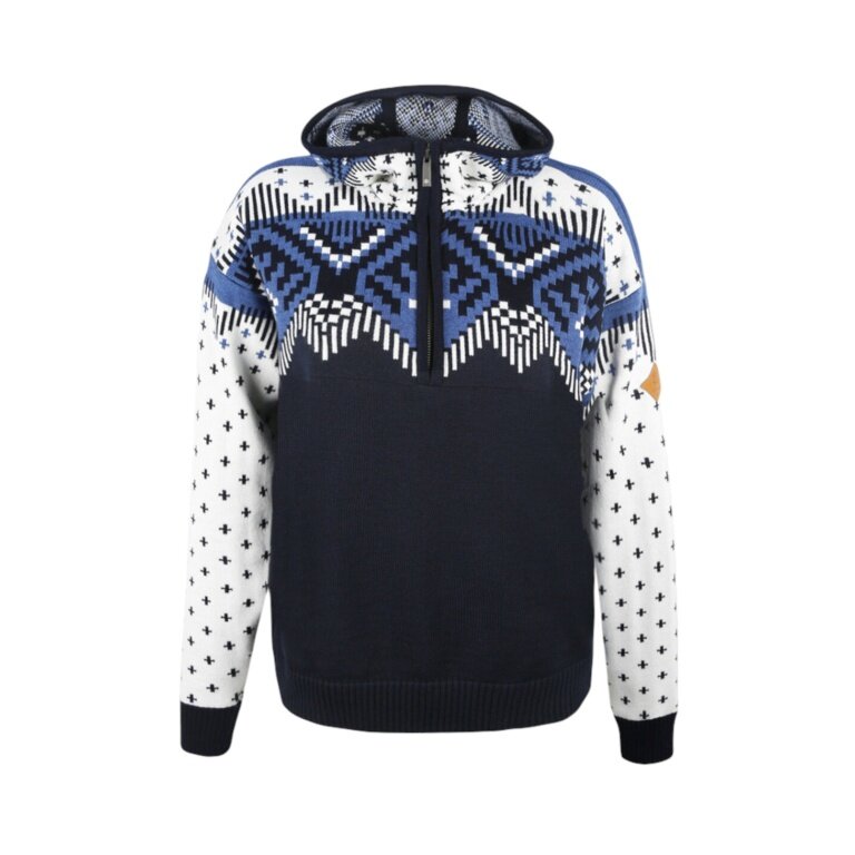 Kama bluza z kapturem Kamakadze 5057 Half Zip (mieszanka wełny merino) granatowa damska