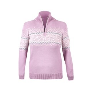 Kama Sweter Pullover 5058 Half Zip (Wełna merino) różowy Damski