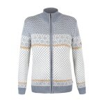 Kama Sweter Pullover 5059 Zamek Całkowity (Wełna Merino, ciepły) szary/biały Damski