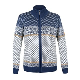 Kama Sweter Pullover 5060 Full Zip (wełna merino, wiatroszczelny, oddychający) niebiesko/biały damski