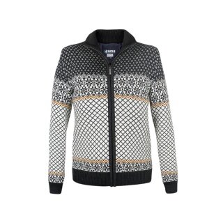 Sweter Kama Pullover 5060 Full Zip (wełna merino, wiatroszczelny, oddychający) grafitowy/biały damski
