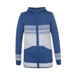 Kama bluza z kapturem 5066 Full Zip (mieszanka wełny merino) niebieska dżinsowa damska