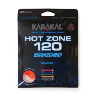 Karakal Squashowa Sznur Hot Zone Pleciony 120 (Moc+Kontrola) 1.20mm pomarańczowy 11m Zestaw