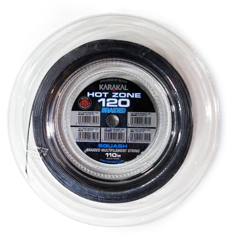 Karakal Squashowa Sznur Hot Zone Braided 120 (Moc+Kontrola) 1.20mm czarny 110m rolka