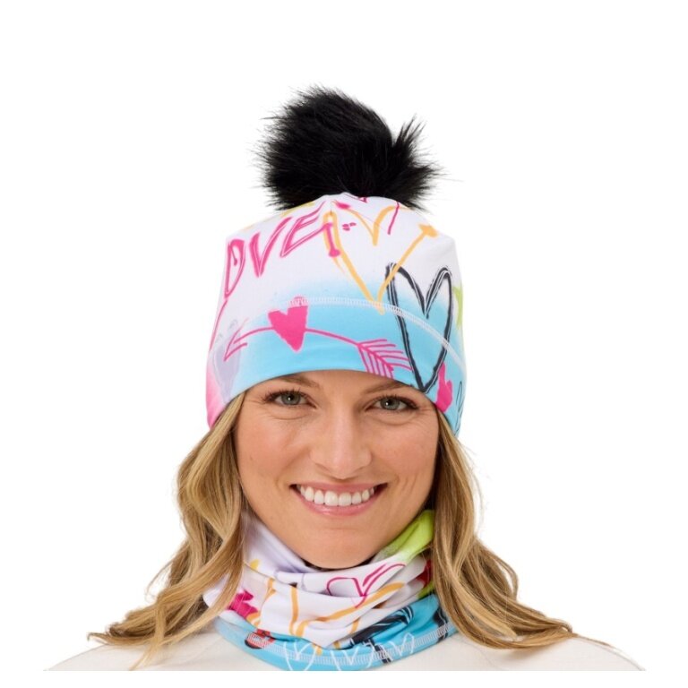 Czapka Krimson Klover (z pomponem) Graffiti Girls Beanie - biała/kolorowa dla kobiet - 1 sztuka
