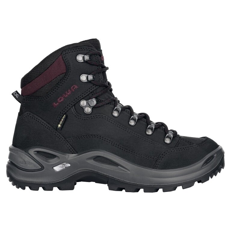 Lowa Buty trekkingowe Renegade Mid GTX (All-Terrain, Skóra nubukowa, wodoodporne) czarny/bordowy Damskie