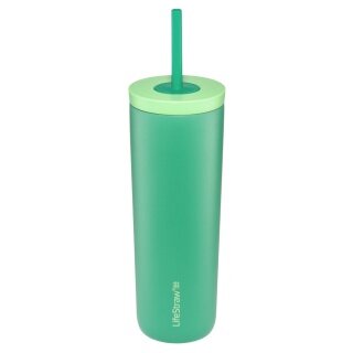 LifeStraw Termos Kubek Go Steel Tumbler Izolowany ze stali nierdzewnej, z filtrem wody, ze słomką - zielony - 500 ml