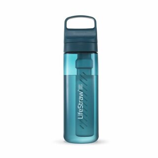LifeStraw Butelka na wodę Go Series z filtrem, zatyczka z silikonowym ustnikiem, wolna od BPA, niebiesko-zielona - 650 ml